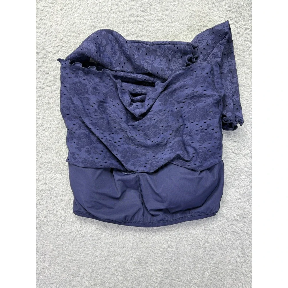 Aerie Womens Real Me Lace Flowy Skort Skirt Crop Top Royal Blue Medium Coquette - Picture 8 of 15